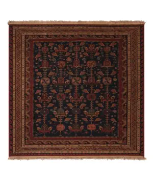 Chinese Soumak Caucasian Navy/Multi - 6' 6'' x 7'