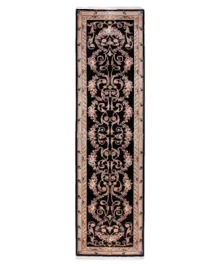 Chinese Wool and Silk Aubusson Black - 2' 6'' x 9'