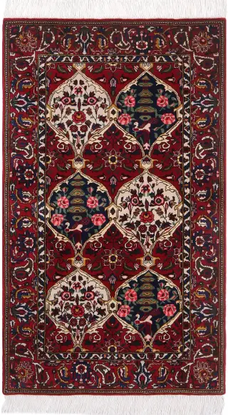 Chinese Wool and Silk Bakhtiari Red - 3' 2'' x 5' 5''