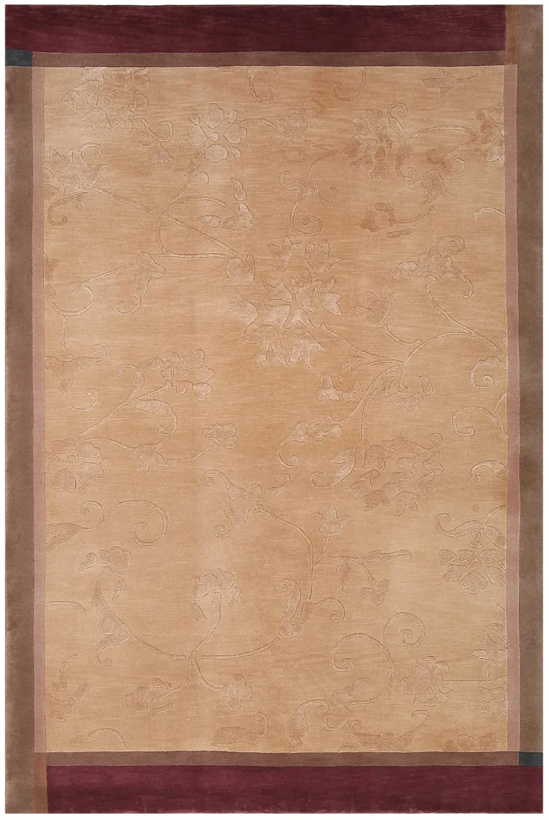 Chinese Wool and Silk Floral Ivory  -  4'  x  6' 