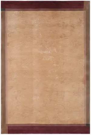 Chinese Wool and Silk Floral Ivory - 4' x 6'