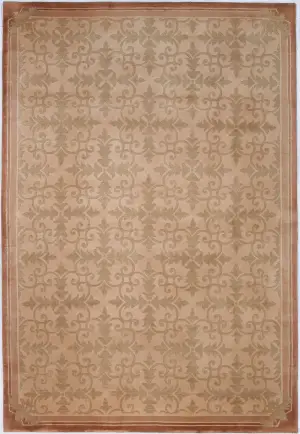 Chinese Wool and Silk French Floral Beige - 6' x 9'
