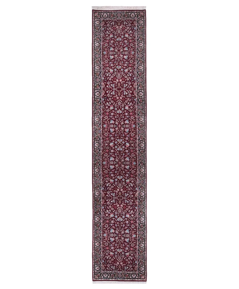 Chinese Wool and Silk Kashan Burgundy/Black  -  2' 11'' x  14' 3''