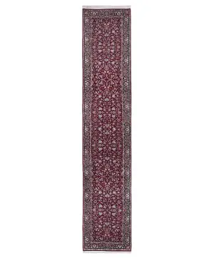 Chinese Wool and Silk Kashan Burgundy/Black - 2' 11'' x 14' 3''