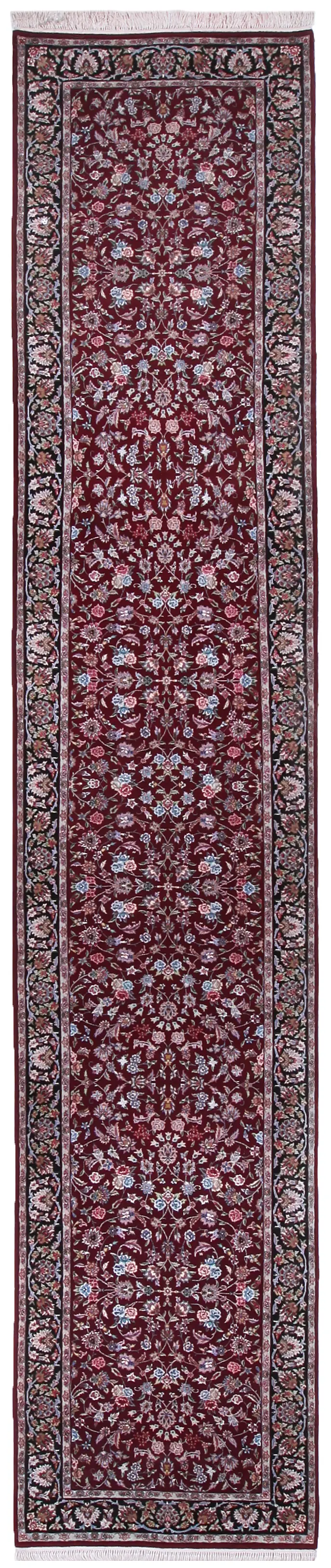 Chinese Wool and Silk Kashan Burgundy  -  2' 11'' x  14' 3''