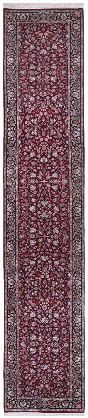 Chinese Wool and Silk Kashan Burgundy - 2' 11'' x 14' 3''