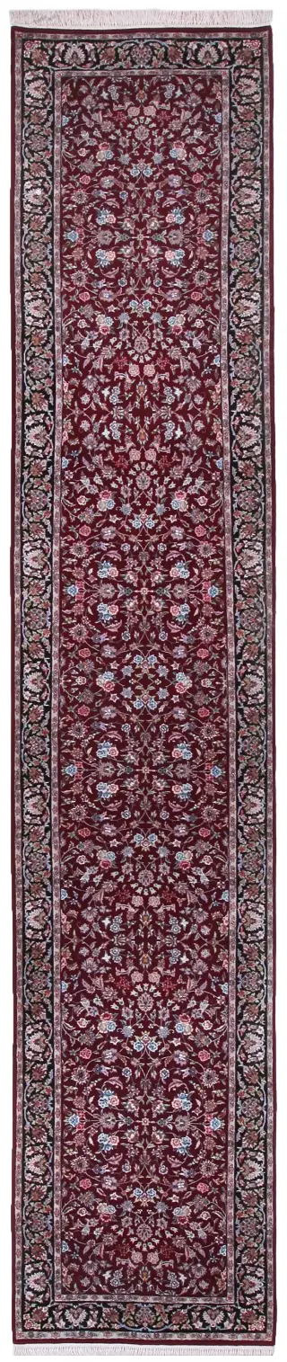 Chinese Wool and Silk Kashan Burgundy - 2' 11'' x 14' 3''