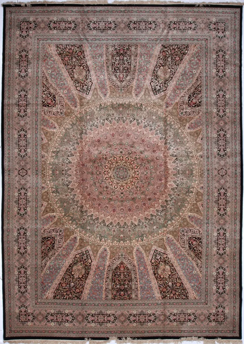 Chinese Wool and Silk Mosque Black  -  10'  x  14' 