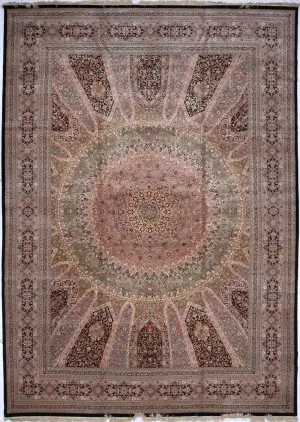 Chinese Wool and Silk Mosque Black - 10' x 14'