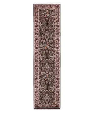 Chinese Wool and Silk Tabriz Black - 2' 7'' x 10' 1''