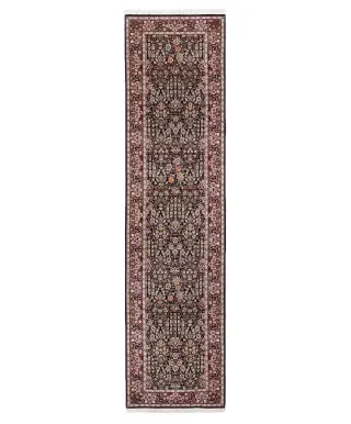 Chinese Wool and Silk Tabriz Black - 2' 7'' x 10' 1''