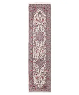 Chinese Wool and Silk Tabriz Ivory - 2' 7'' x 10' 1''