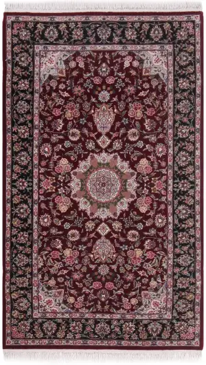 Chinese Wool and Silk Tabriz Red - 3' 1'' x 5'