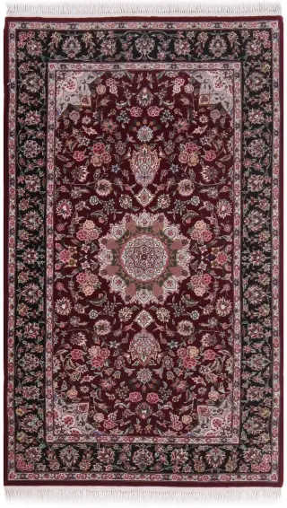Chinese Wool and Silk Tabriz Red - 3' 1'' x 5'