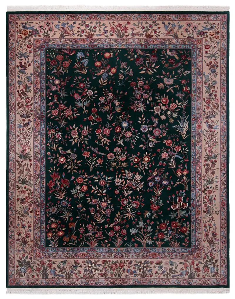 Chinese Wool and Silk Tabriz Beige  -  7' 9'' x  9' 9''