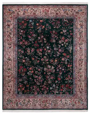 Chinese Wool and Silk Tabriz Beige - 7' 9'' x 9' 9''