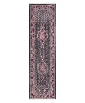 Chinese Wool and Silk Tabriz Mahi Green - 2' 6'' x 9'