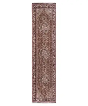 Chinese Wool and Silk Tabriz Mahi Burgundy - 2' 6'' x 10' 3''