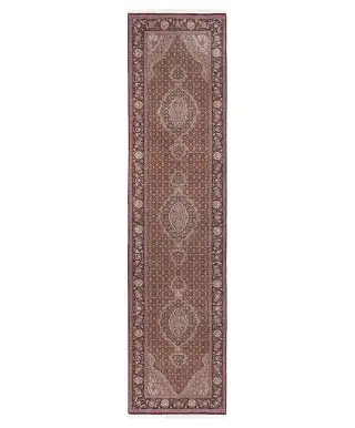 Chinese Wool and Silk Tabriz Mahi Burgundy - 2' 6'' x 10' 3''