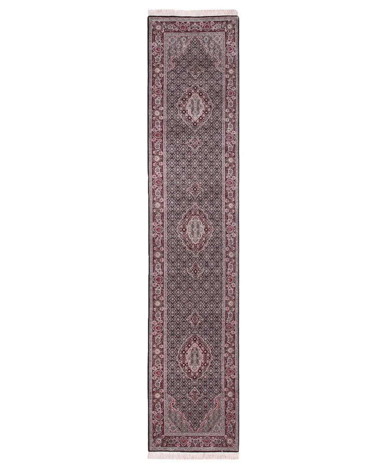 Chinese Wool and Silk Tabriz Mahi Black  -  2' 8'' x  12' 2''