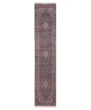 Chinese Wool and Silk Tabriz Mahi Black - 2' 8'' x 12' 2''