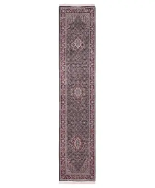 Chinese Wool and Silk Tabriz Mahi Black - 2' 8'' x 12' 2''