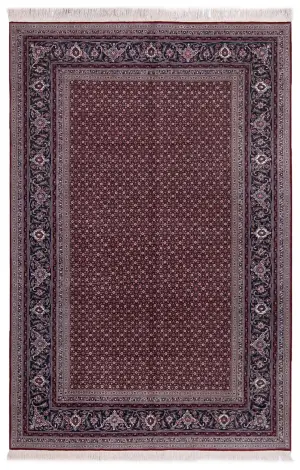 Chinese Wool and Silk Tabriz Mahi Navy - 5' 10'' x 9'
