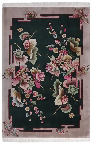 Chinese Wool Art Deco Forest Green - 5' 9'' x 8' 9''