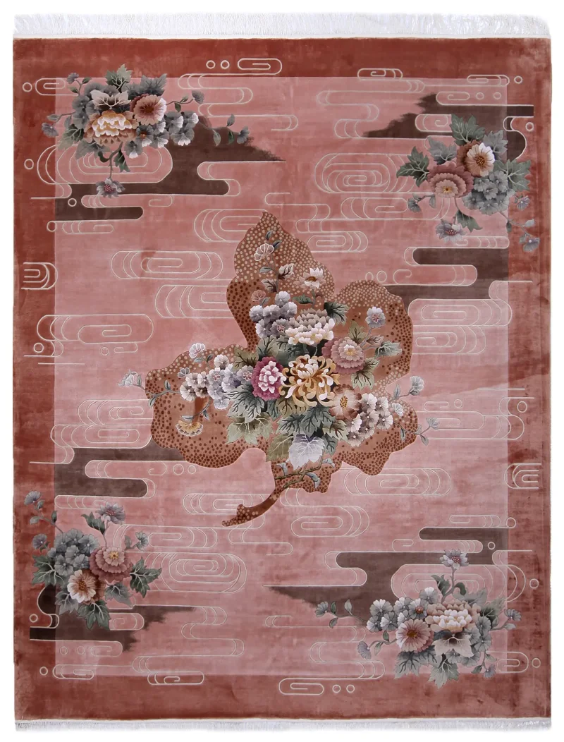 Chinese Wool Art Deco Rose  -  9'  x  12' 