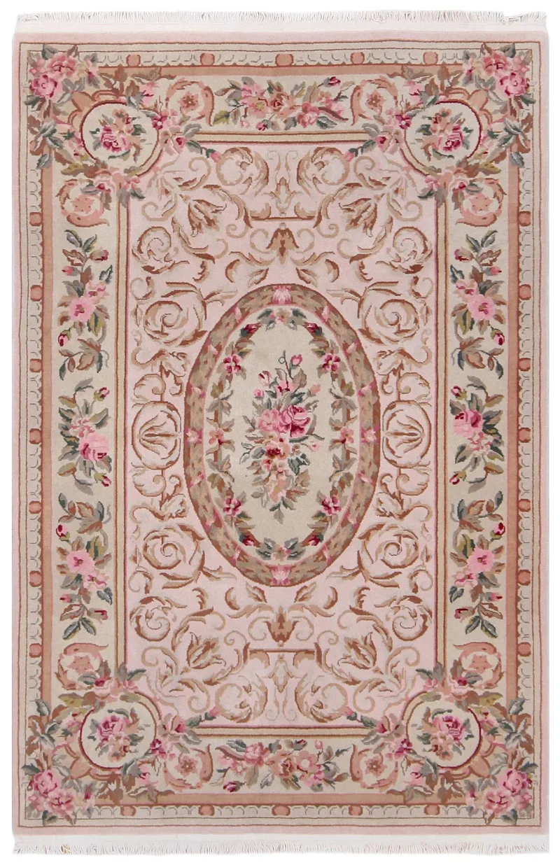Chinese Wool Aubusson Pink  -  3' 11'' x  5' 10''