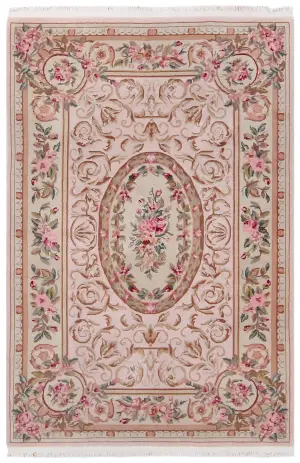 Chinese Wool Aubusson Pink - 3' 11'' x 5' 10''