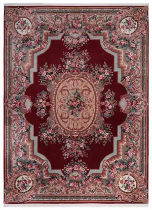 Chinese Wool Aubusson Red - 8' 7'' x 11' 9''