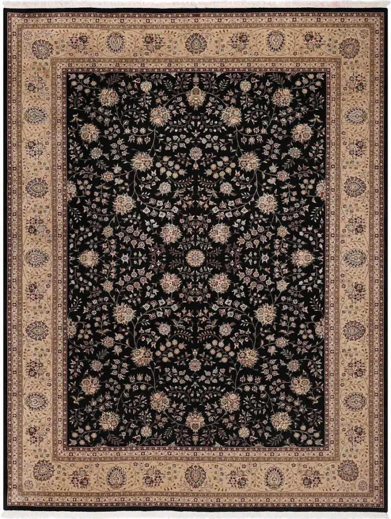 Chinese Wool Kashan Black/Ivory  -  8' 6'' x  11' 6''