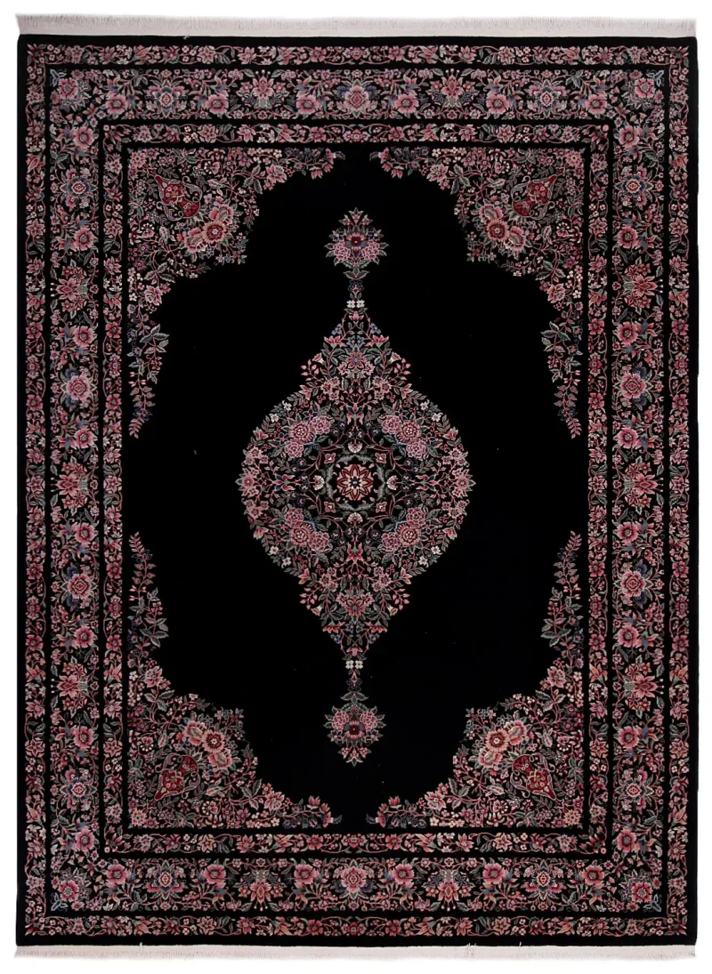 Chinese Wool Kerman Black  -  9'  x  12' 