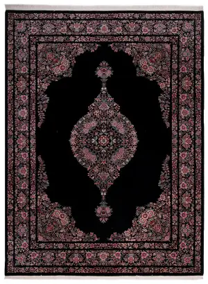 Chinese Wool Kerman Black - 9' x 12'