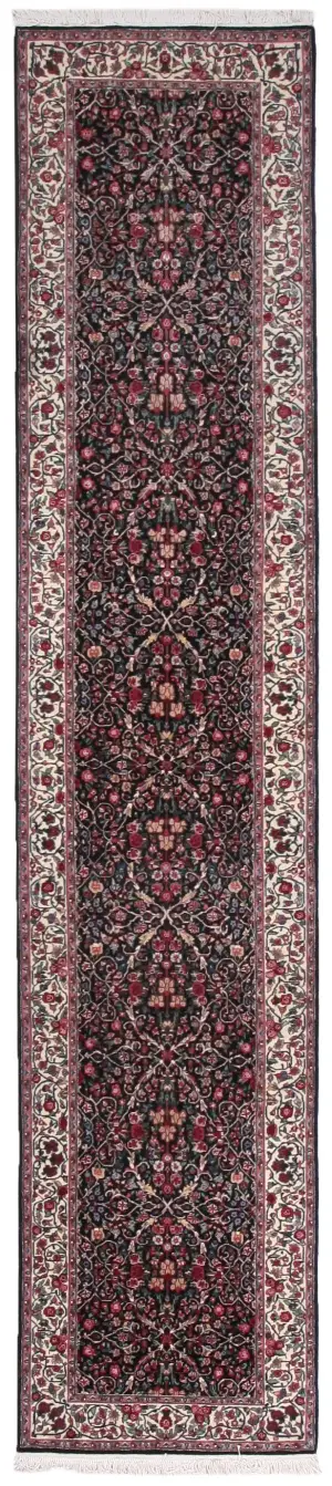 Chinese Wool Lavar Kerman Black - 2' 6'' x 12'