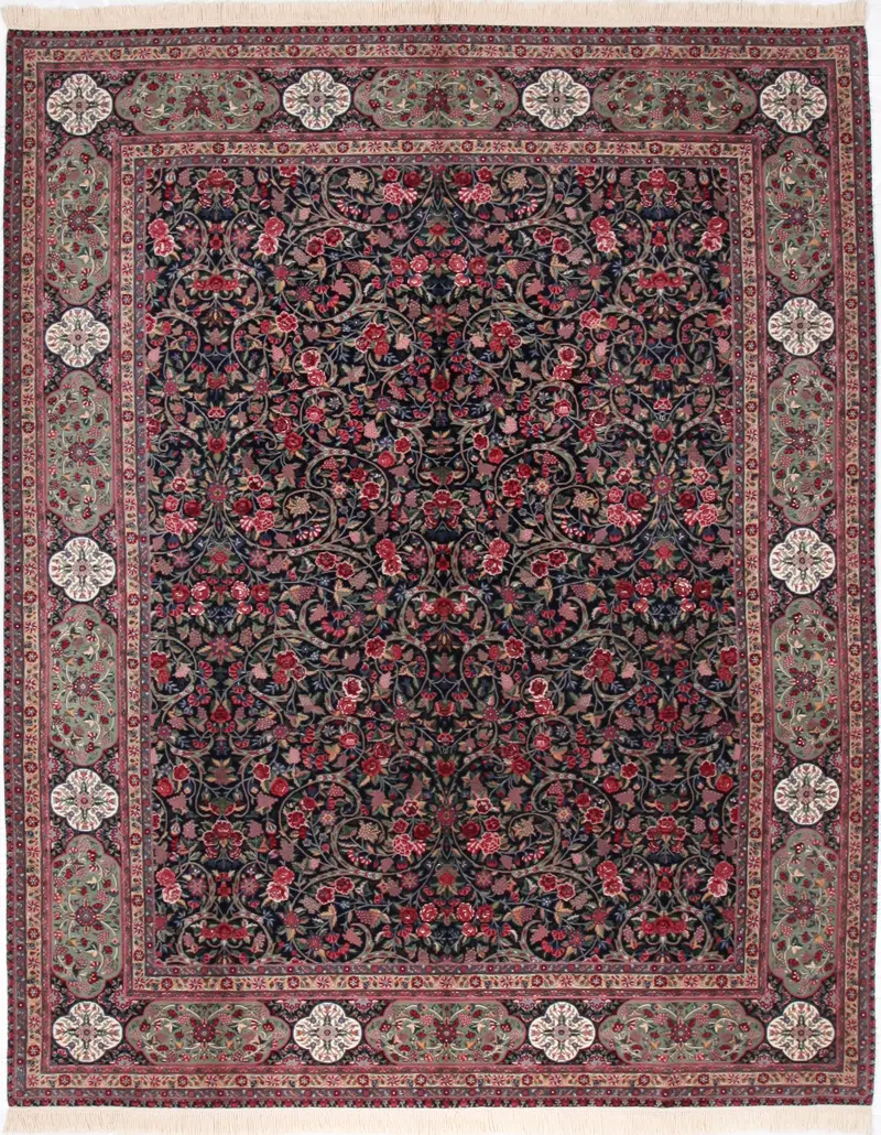 Chinese Wool Lavar Kerman Navy  -  8'  x  10' 