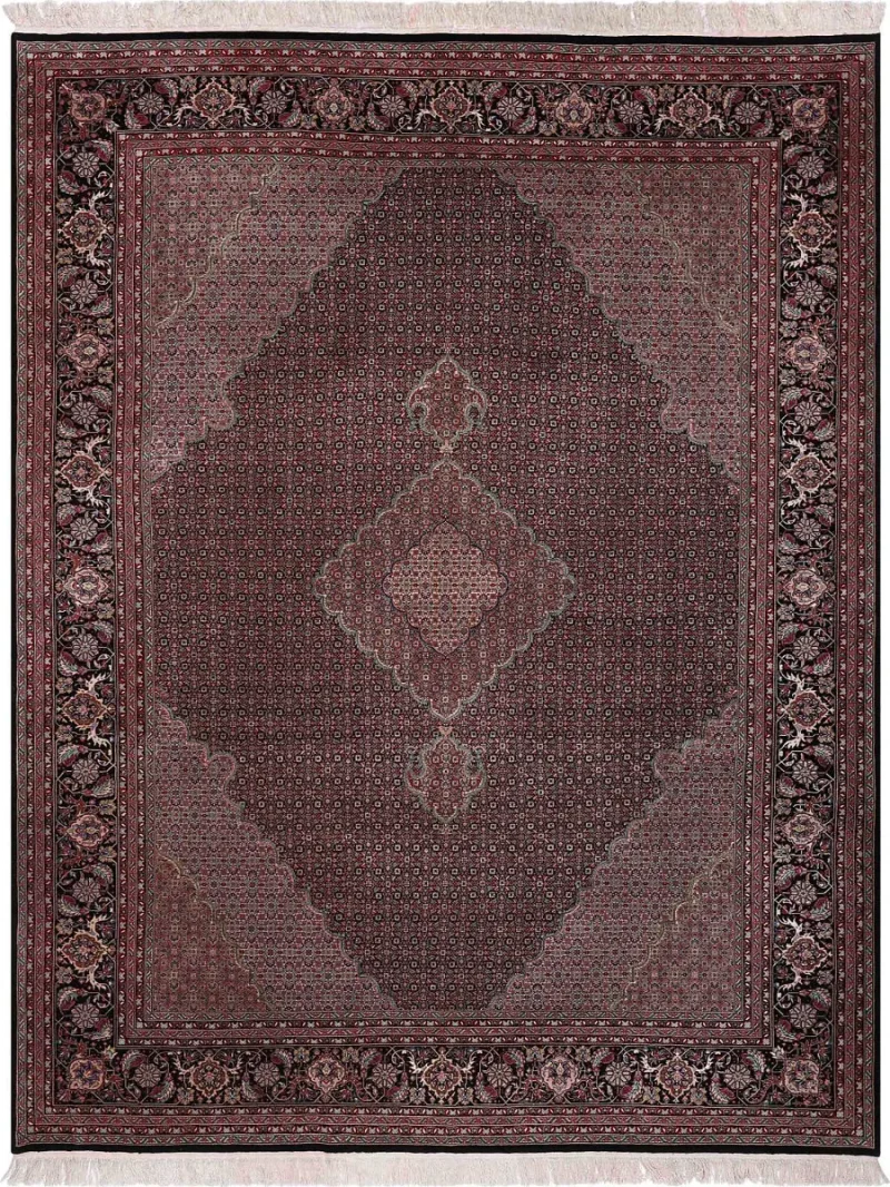 Chinese Wool Tabriz Black/Rose  -  9' 2'' x  12' 3''