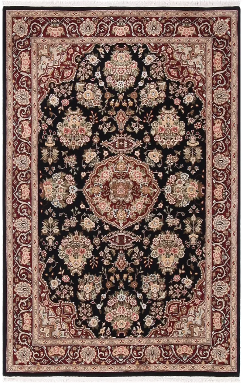 Chinese Wool Tabriz Black  -  3' 9'' x  5' 9''
