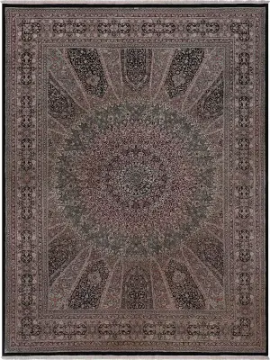 Chinese Wool Tabriz Mosque Black/Multi - 9' x 12'