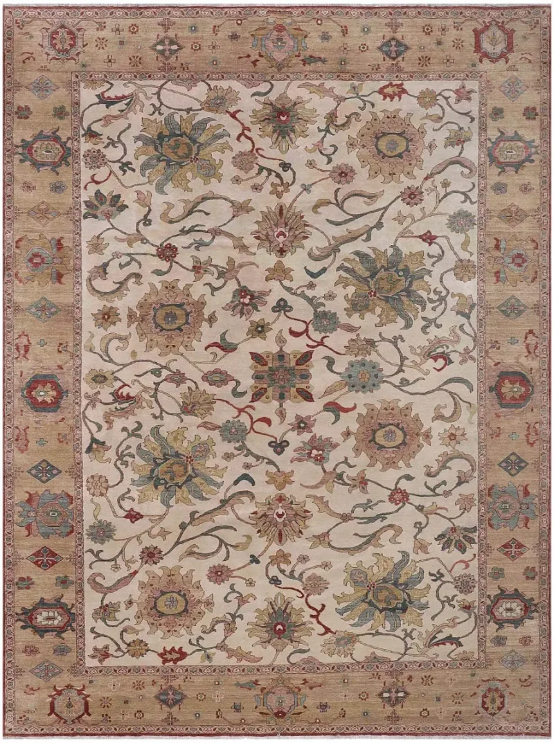 Egyptian Wool Sultanabad Ivory/Tan  -  10'  x  14' 
