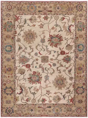 Egyptian Wool Sultanabad Ivory/Tan - 9' x 11' 7''