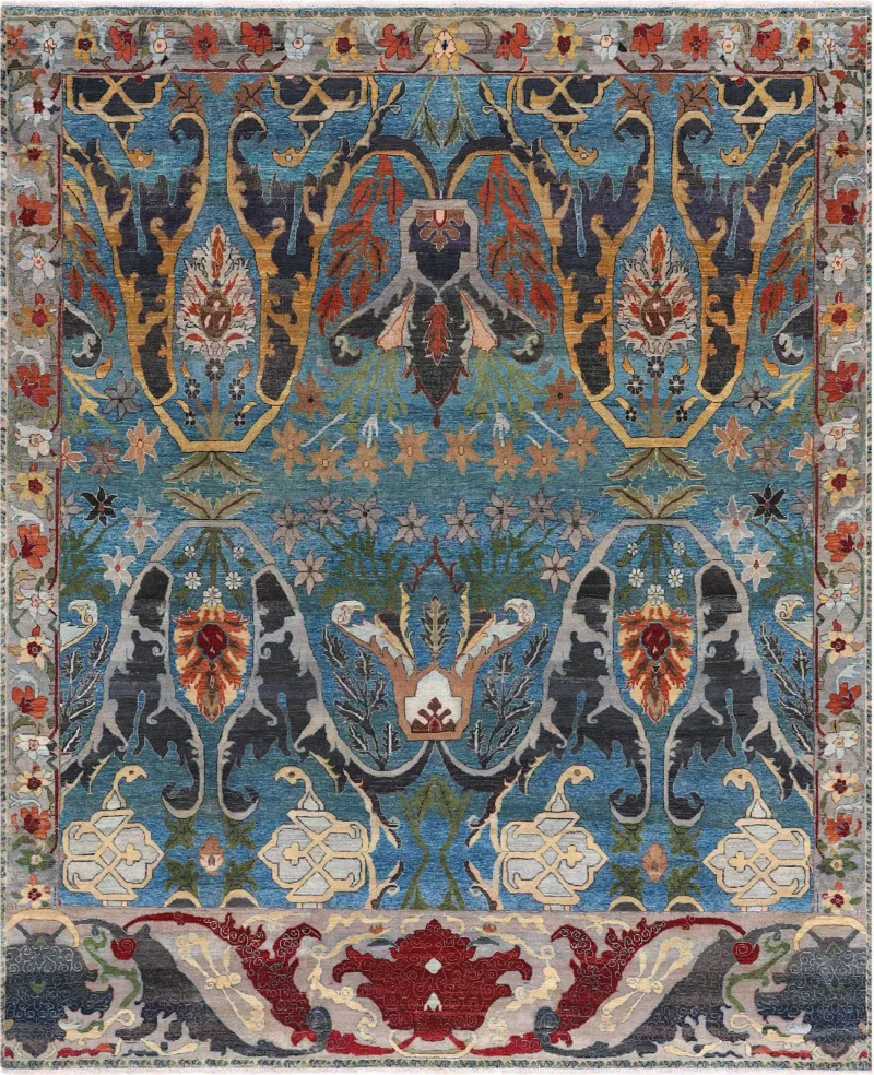 Henkel HKL-04 Peacock Blue/Olive Green/Multi  -  8' 2'' x  10' 