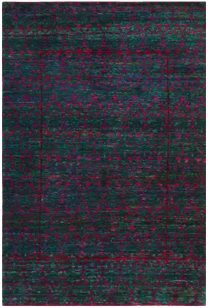 Indian Sari Silk Transitional Purple - 6' x 8' 11''