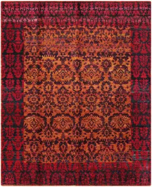 Indian Sari Silk Transitional Burnt Orange - 7' 10'' x 10' 2''
