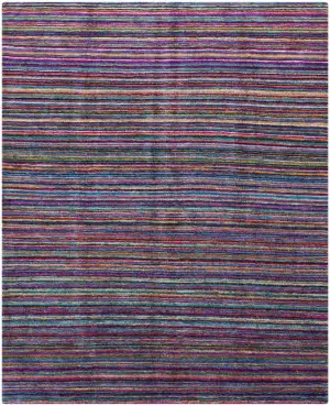 Indian Sari Silk Transitional Multi - 7' 11'' x 9' 11''