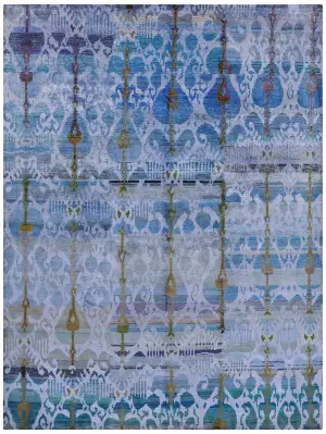 Indian Sari Silk Transitional Blue - 9' x 12'