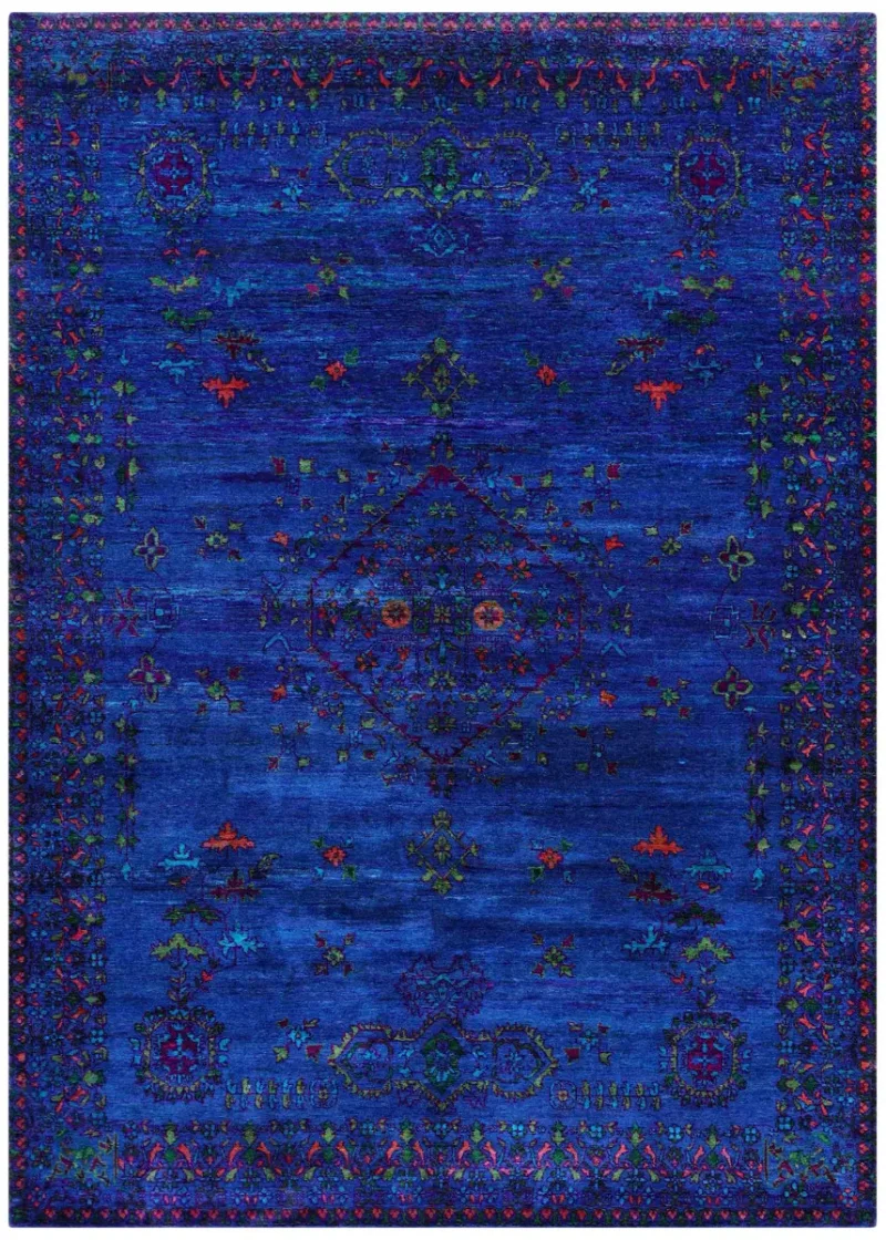 Indian Sari Silk Transitional Deep Blue  -  9'  x  12' 