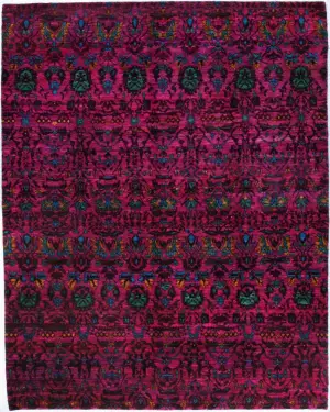 Indian Sari Silk Transitional Pink - 9' 2'' x 11' 6''