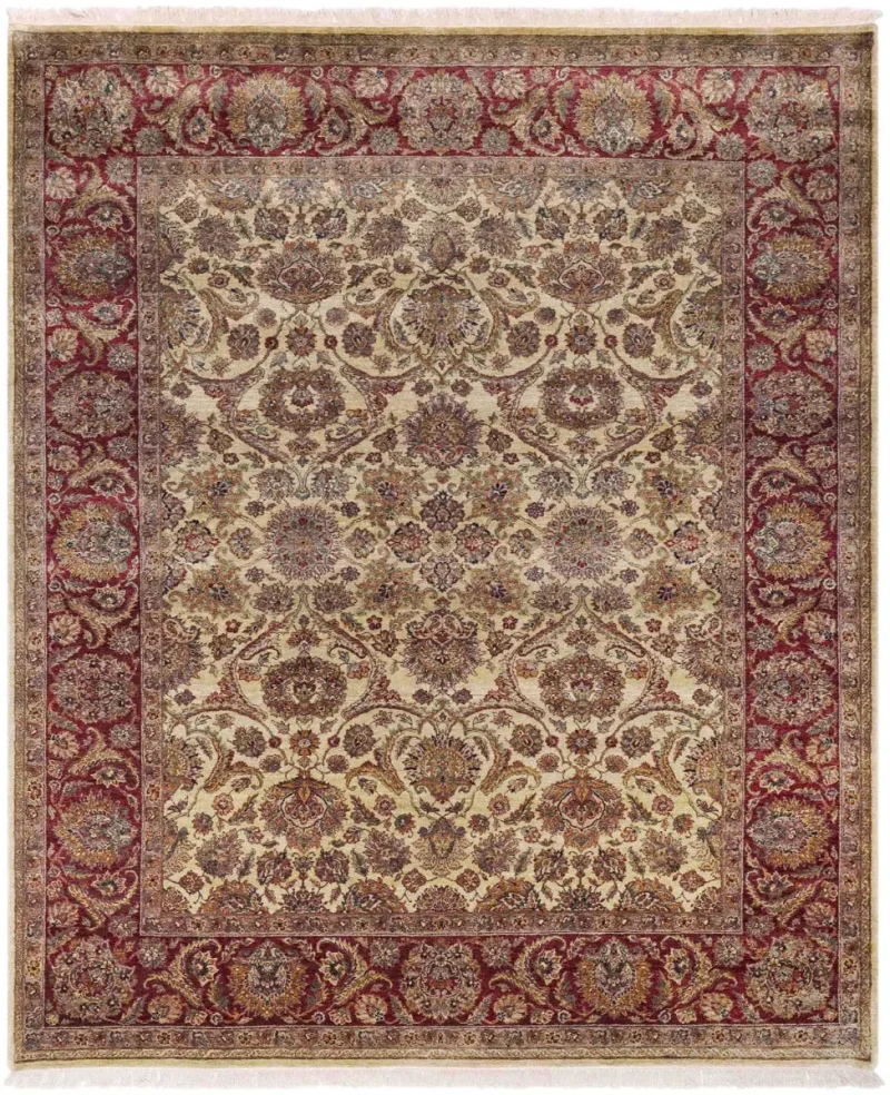 Indian Wool Agra Ivory/Red  -  9' 2'' x  11' 11''